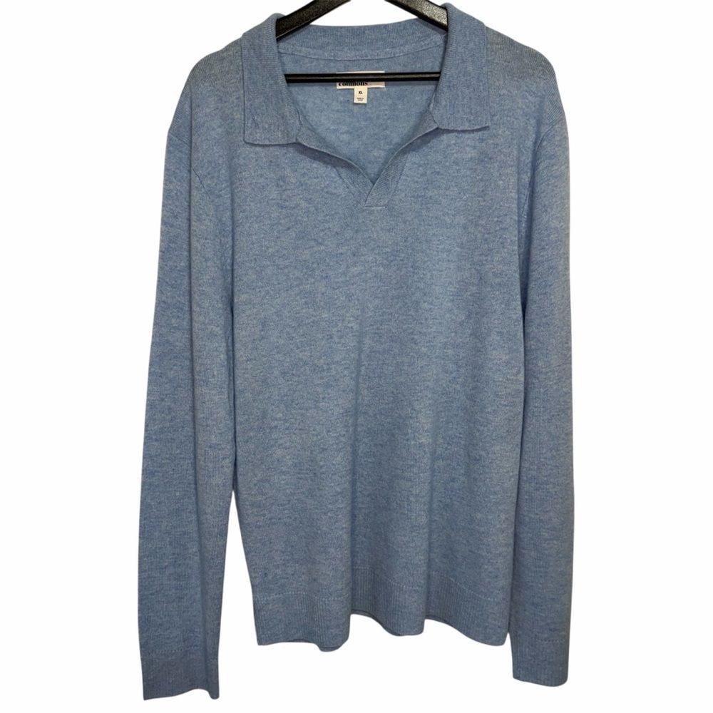 Men's Stitch Fix The Commons Johnny Collar Cashmere Sweater Polo size XL Blue